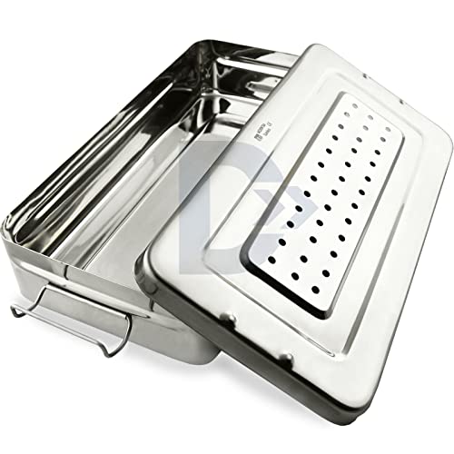 MEDENTRA Dental Instruments Cassettes Sterilizing Tray Dish Sterilization Box Container Organizer (Sterilization Box 12X6X2.5Inch)