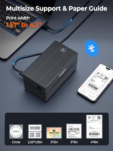 undefined MUNBYN Bluetooth Thermal Label Printer, 130B Wireless 4x6 Shipping Label Printer for Shipping Packages Small Business Office or Home, Compatible with iPhone Android iPad Windows macOS Chrome Etsy eBay の商品画像 3