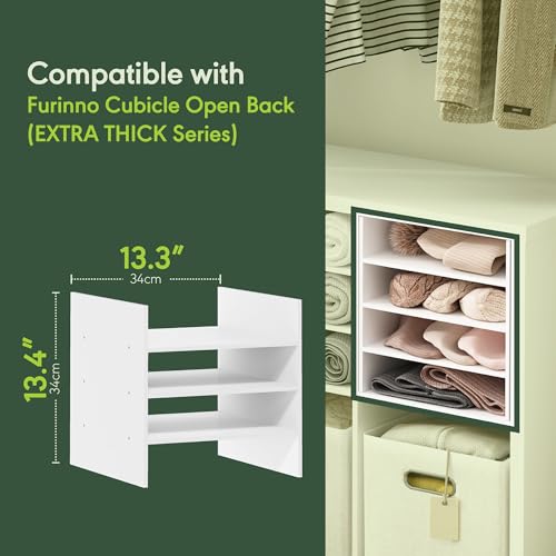 Image of Furinno Cubicle 3-Shelf Cube Insert, Cube Organizer, Plain White | Shelf Dividers, Fits into Furinno Extra Thick Cubes, for Organizers and Storage (Does not fit IKEA Kallax Shelving)