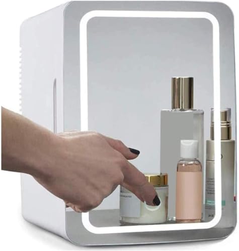 Mini refrigerador portátil Cosmético Skincare refrigerador 2 en 1 Refinete de la Piel del Espejo de Maquillaje con luz LED 8 litros para Maquillaje y Cuidado de la Piel Oficina de Dormitorio