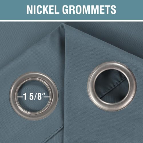 Image of H.VERSAILTEX Blackout Patio Curtains 100 x 90 Inches for Sliding Door Extral Wide Blackout Curtain Panels Thermal Insulated Room Divider - Grommet Top, 7.5' Tall by 8.3' Wide - Stone Blue