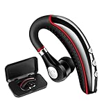 SHNOKER Bluetooth Headset,V5.0 Wireless Business Headset Earpiece in-Ear Earbuds Headphones with Mic for Business/Office/Driving/Running(Red)