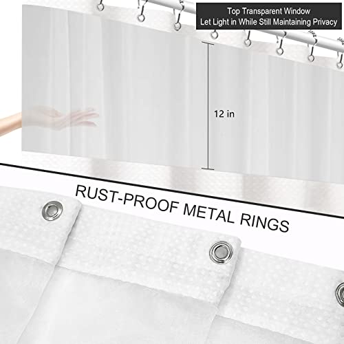 Blue Shower Curtain Set For Bathroom, Nautical Wave Shower Curtain With Snap-In Liner, Top Window And 12 Hooks, 72"X72" Waffle Fabric Shower Curtains Hotel Style Machine Washable(Wave Pattern) #TOP3