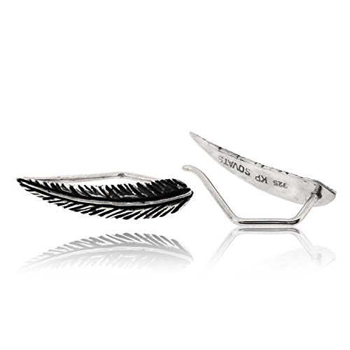 Sovats Angel Wing Earring For Women 925 Sterling Silver Oxidized Surface - Simple, Stylish Climber Earring&Trendy Nickel Free Earring
