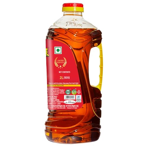 Image of Bail Kolhu Kachi Ghani Mustard Oil | Cold Pressed Sarso Tel (500ml, 1L, 2L, 5L) (2L Jar)