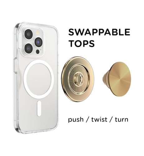 Image of PopSockets Phone Grip for MagSafe, Magnetic Holder, Phone Stand, Enamel - Alum Radial Gold