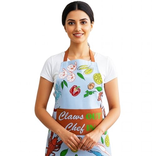 Image of 100% Cotton Unisex Apron - Adjustable Neck Straps, Vibrant Print, Reinforced Stitching, Multipurpose& Deep Pocket - for Cooking, Catering, Gardening, Painting-Printed Aprons