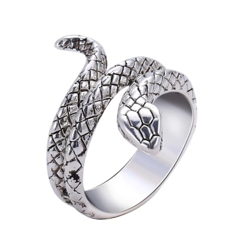 WHZHDMA 1PC Retro Snake Shaped Adjustable Ring Men Unique Finger Decoration Parties Stylish Jewelry for Boys Special Occasions