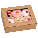 TOMNK 12pcs 8x6x2.5 Inches Brown Bakery Boxes with Window,...