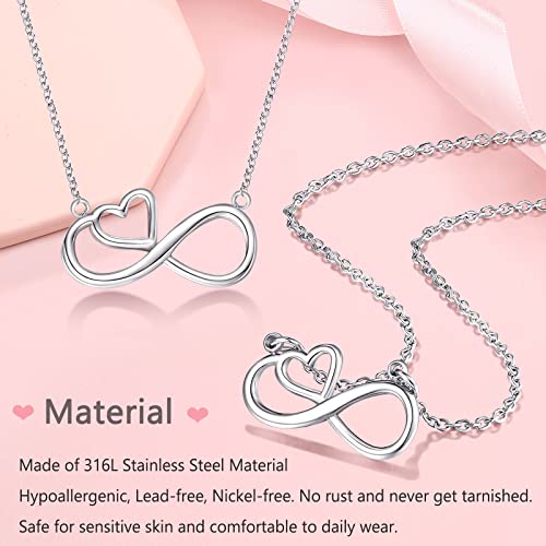 UNGENT THEM Infinity Heart Necklace for Granddaughter Birthday Valentines Graduation Confirmation Back to School Gifts for Teen Girls4