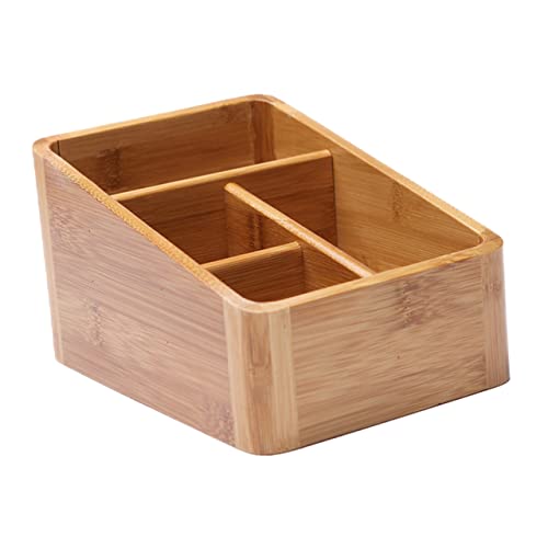 Beaupretty 1 Pc caja de almacenamiento de bambú organizador cosmeticos organizador de cosmeticos auto carro bolígrafo USB Caja organizadora lapices Organizador de maquillaje soporte cosmético