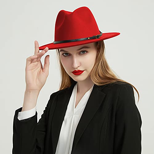 Image of Wide Brim Fedora Hats for Women Men Two Tone Dress Hat Felt Panama Hat in Two Audlt Size