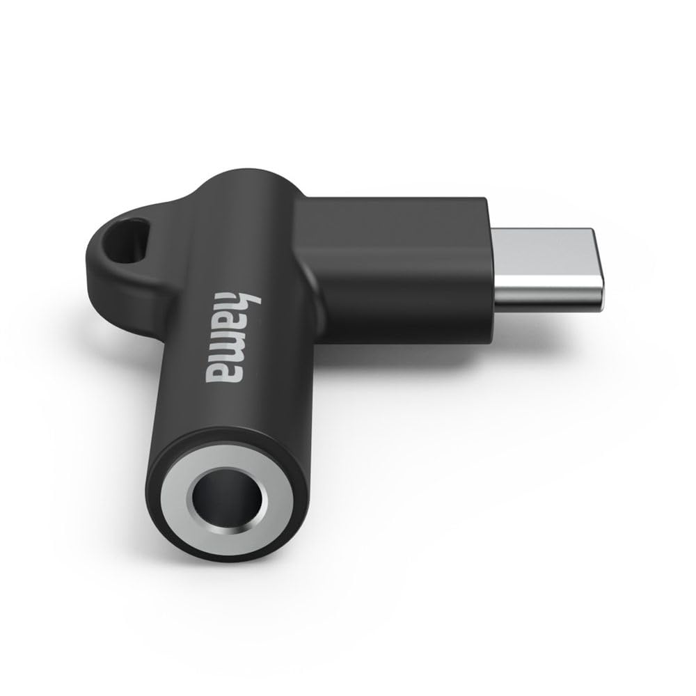 Hama Adapter aux USB-C - gniazdo żeńskie 3,5 mm, wtyczka kątowa 90°, czarna