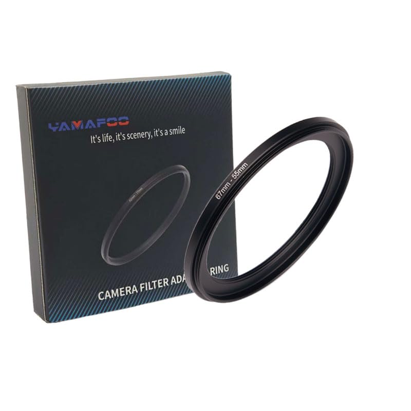 YAMAFOO 67mm to 55mm Step-Up Ring/Step Down Rings Filter Adapter for All Brands UV ND CPL Metal Ring Step-Up Rings Adapter Filter,Black (67-55)