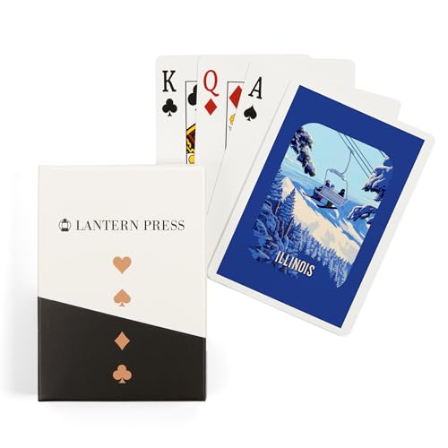 Lantern Press Illinois, Ski Lift, 52 Naipes Poker