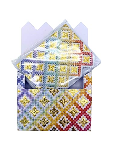 Image of Poster Foundry Irish Chain Quilt Boxed Note Cards by Carol Wilson. 10 embossed 4x5 Die-Cut Notecards and Matching Envelopes in Decorative Gift Box with Magnetic Flap. NCP2361