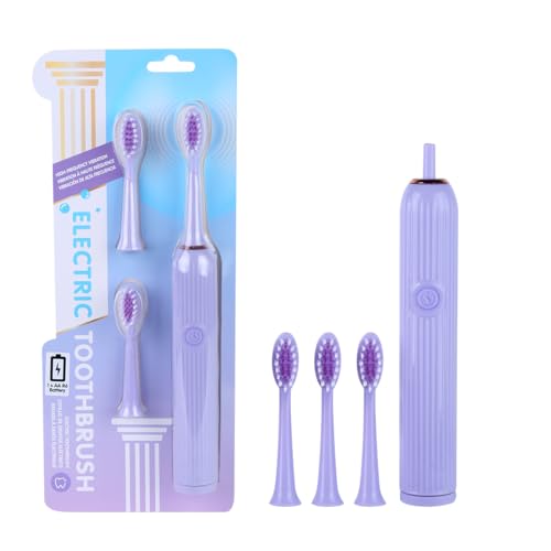 Image of MINISO Electric Toothbrush AA R6 Battery Powered Roman Pillar Design + 3 Brush Heads (Purple)