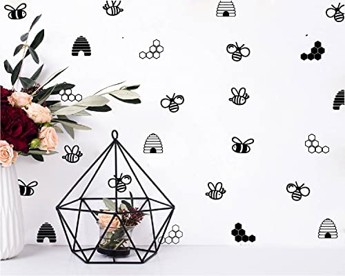 Vinilos decorativos hexagonales abeja geométrica negro miniatura 3