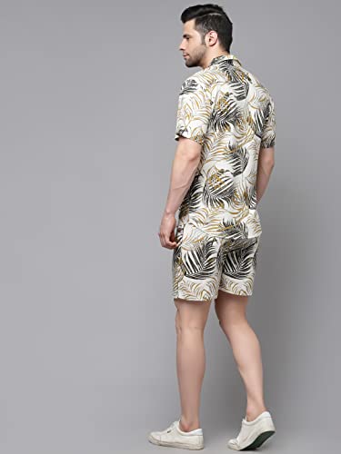 Image of Rigo Printed Co-Ord Set for Men's | Casual Shirt & Shorts Night Suit Set | Lounge-wear Nightdress Pajama Set for Men's | Night Wear, Beach Wear, Vacation Wear Outfit