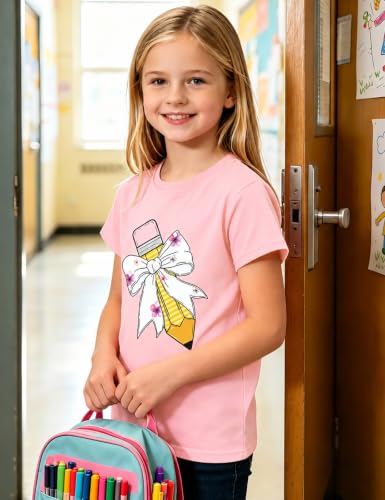 Image of Girls' School Days Short Sleeve Shirts Graphic T-Shirts Size 5-8