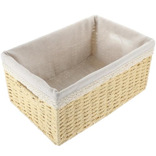DIYEAH Cesta de Almacenamiento Tejida Natural con Forro Interior Capacidad Grande Contenedor Multiusos para Cocina y Hogar Diseño Decorativo y Resistente Beige