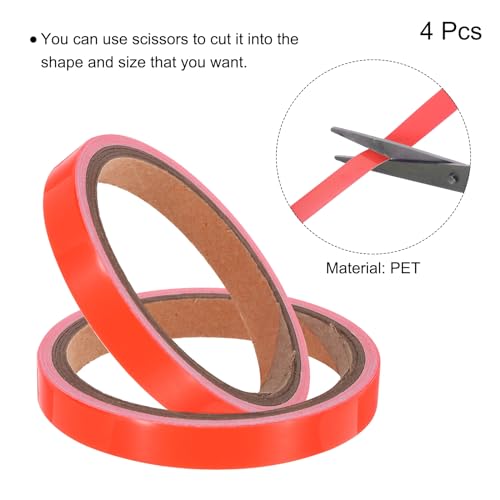 Image of uxcell 4Rolls Glow in The Dark Tape, 0.3 inch x 9.8 ft Fluorescent Adhesive Tape Luminous Tape for Stairs, Walls, Steps, Exit Sign, Home Decoration, Red