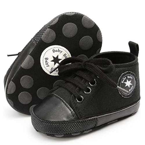 Image of KKIIDDSS Unisex Baby Girls Boys Canvas High-top Shoes, Newborn Infant Anti-Slip Soft Sole Frist Walking Breathable Sneakers