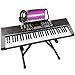 MAX KB4 Keyboard Piano Digital Klavier Set mit Notenständer, 61 Tasten, Keyboardständer, Kopfhörer und Tastaturaufkleber, Aufnahmefunktion, 50 Demo Songs und Übungs-App