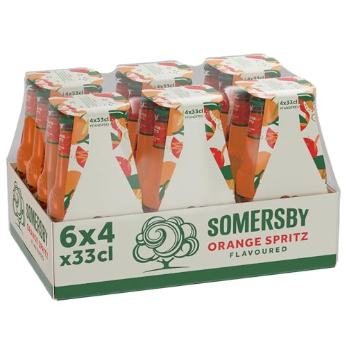 Somersby Orange Spritz Cider 0,33 l Flasche, 24 Glasflaschen fruchtiger Cider mit bittersüßem Orangen-Geschmack mit 4,5 Prozent Volumen ohne künstliche Farb- und Aromastoffe (24 x 0,33 l)