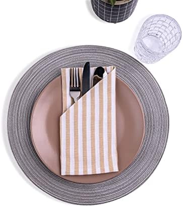 Set 12 Tovaglioli Stoffa Grigio Chiaro - Cotone Organico GOTS, 45x45 Cm - Foto 6