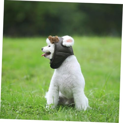 Sombrero Piloto para Perro Talla M Marrón miniatura 3