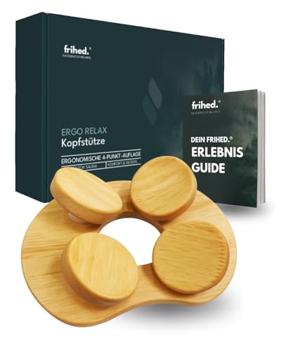 frihed. Ergo Relax Sauna Kopfstütze aus Holz Ergonomische Nackenstütze für Sauna Massivholz Saunakissen Kopf- & Nackenauflage Hitzebeständiges Sauna Zubehör