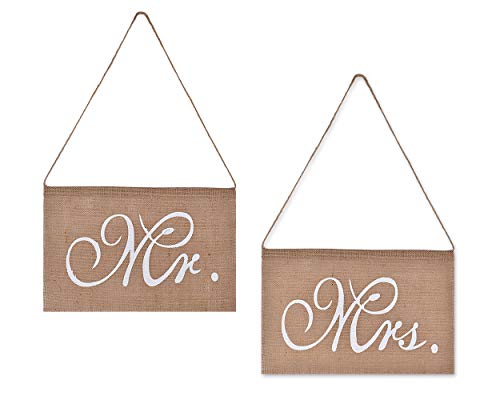 DSstyles silla Banner Burlap Mr. Y señora silla Sign guirnalda 2 piezas silla lazos para rústico decoración para boda fiesta