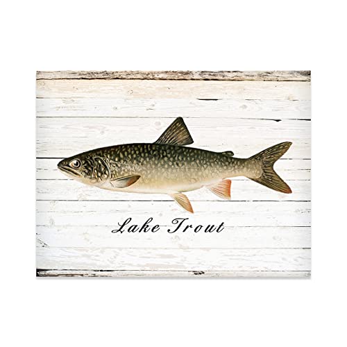 Ccwacpp Lake Trout Fish Canvas Grey Trout Fish Pictures Wall Art Fishing Poster Artwork For Fisherman Gifts Framed Ready To Hang (16”X24”(40X60Cm), Lake Trout) #TOP1