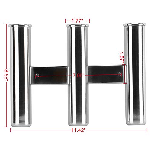 Hyddnice Fishing Rod Holder 316 Stainless Steel Fishing Rod Rack Mirror Finish For Marine Boat Yacht Camper (3 Tube) #TOP1