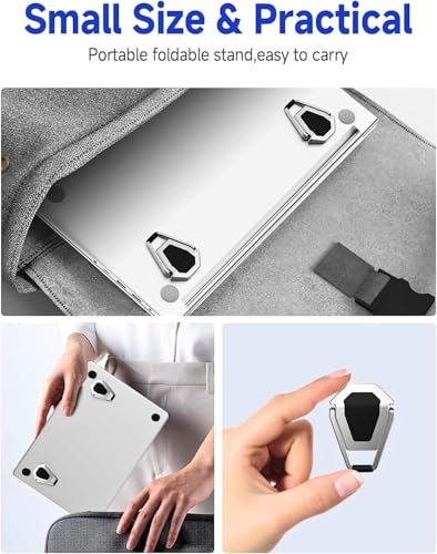 Image of Mini Laptop Stand for Desk,Portable PC Desk Stand,Aluminium Cooling Pad Mini Clip Compatible with MacBook & Other Laptops Pack of-2 (Silver)