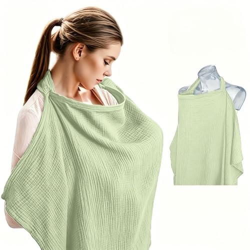 Image of Nursing Cover for Baby Breastfeeding - Breathable 100% Cotton Nursing Apron with Rigid Hoop, Privacy Cover, Lightweight Car Seat Canopy & Multi-Use Baby Essentials -Multi Color (Taupe /Khaki)