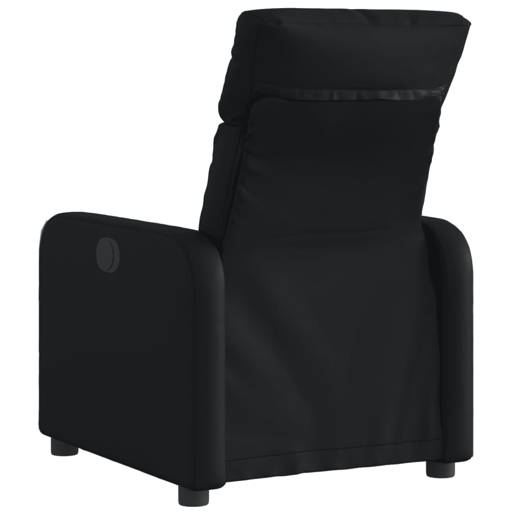 Sillón de relax eléctrico de piel sintética negra con función de televisión, inclinación de 135 grados y bolsillo lateral, marco de madera y metal, soporta hasta 110 kg
