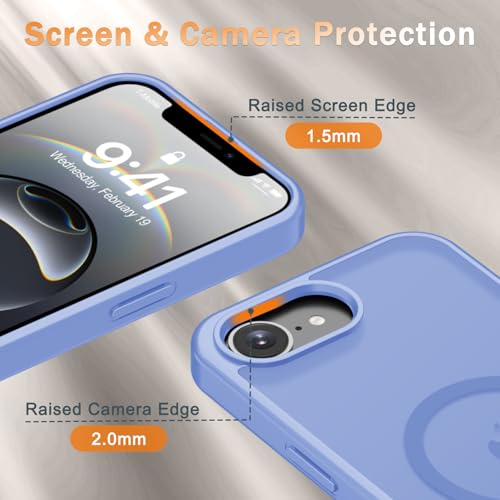 Image of YENAPOON for iPhone 17e Case, iPhone 16e Case, Matte Magnetic Phone Cover [with 1 Screen Protector] [Support for MagSafe] [Shockproof Military Grade Protection] Translucent Frosted Back, Purple