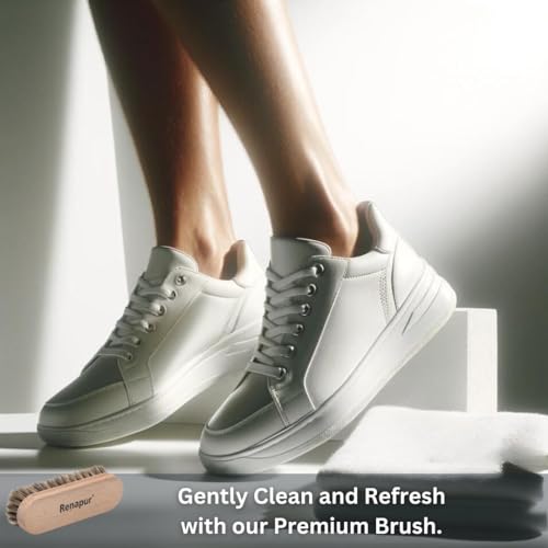 Renapur Premium-Pferdehaarbürste - Superweiche Borsten mit ergonomischem Holzgriff, ideal zum Polieren von Leder & Reinigen von Wildleder oder Stoffschuhen/-Stiefeln