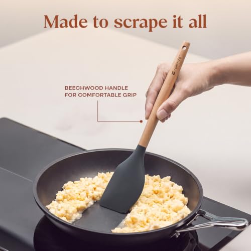 Image of CUMIN CO. Silicone Scraper | Non Toxic Heat Resistant Spatula for Cooking and Baking | BPA Free, SGS Certified | Upto 230C | Cookware Friendly