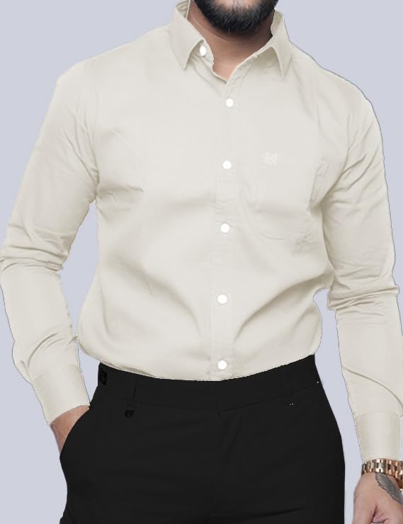 Image of Men's Slim Fit 100% Cotton Solid Full Sleeve Shirt | Premium Casual & Formal Wear for Men