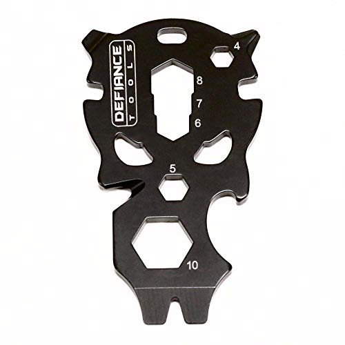 Keychain MultiTool Mini Pocket Survival Utility EDC Multi 8 in 1 Tool, Skull, Stainless Steel, Bottle Opener Screwdriver Rope Cutter Wrench, Every Day Carry Multipurpose Gadget Fishing Hunting Camping