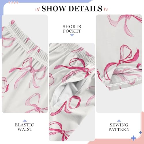 Pajama Bottoms, Ribbons Bows Pink Pajamas Pant Sleep Long Pants Lounge Wear Sleepwear Soft Pjs4