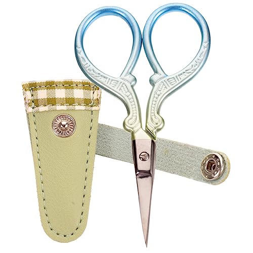 Housoutil 1 Set Leather Scissor Protective Sleeves with Stainless Steel Scissor Tool Vintage Design for Stylish Crafting Present for Friends for Sewing and Embroidery