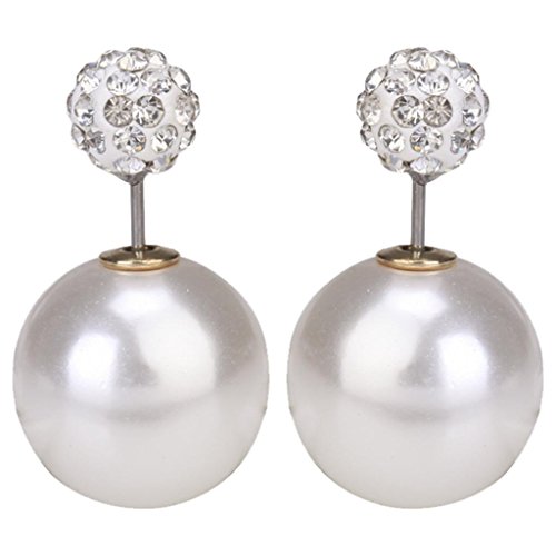 LackingOne Vintage Classic Button Pearl Studs Earrings Ball Earrings Color Shiny White