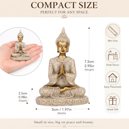 Estatua Buddha de piedra pequeña para decoración zen miniatura 2