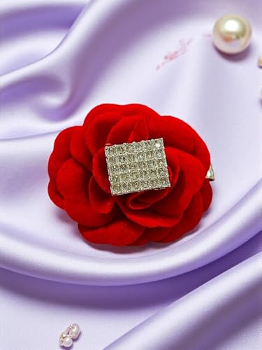 Image of AccessHer Rose Hair Clip for Bridal Bun /Juda Hair Pin Hairstyles | Artificial Flower Hair Clip for Kids, Baby Girl, Toddlers | Hair Accessories for Women, Girls, Kids