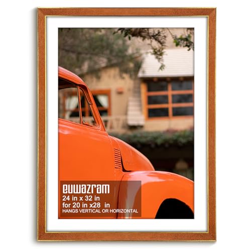 Suede 24x32 Frame - Single Frame, Christmas Elegant Brown 24 x 32 Poster Frame with Mat for 20x28, 24x32 Picture Frames for Artwork, Puzzles, Photos and Movie Posters