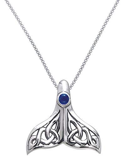 Whale Tail Celtic Knot Sterling Silver Pendant Necklace 18